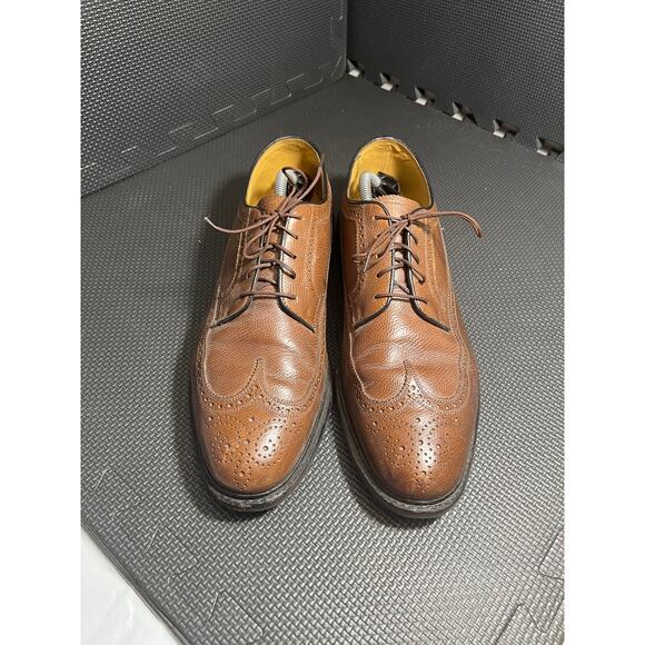 VTG FLORSHEIM IMPERIAL BROWN PEBBLED LEATHER WINGTIPS KENMOOR 11.5D - Picture 2 of 10
